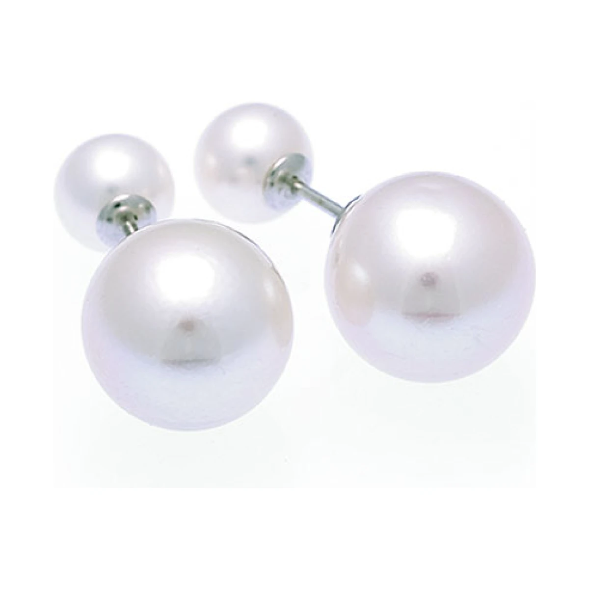 Freshwater Double Pearl Stud Earrings  |  Silver