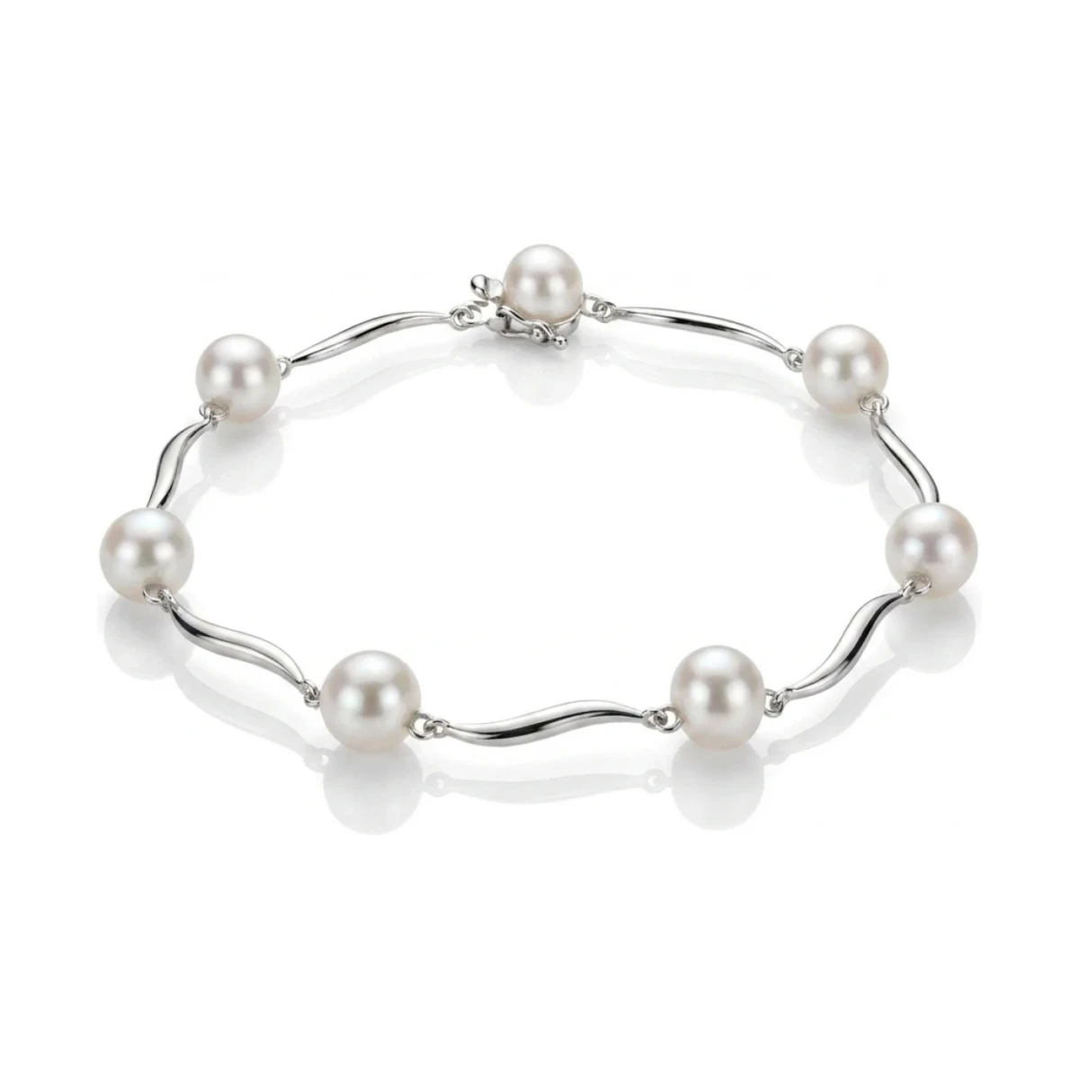 Freshwater Cultured Pearl 'S' Link Bracelet  |  9ct Gold