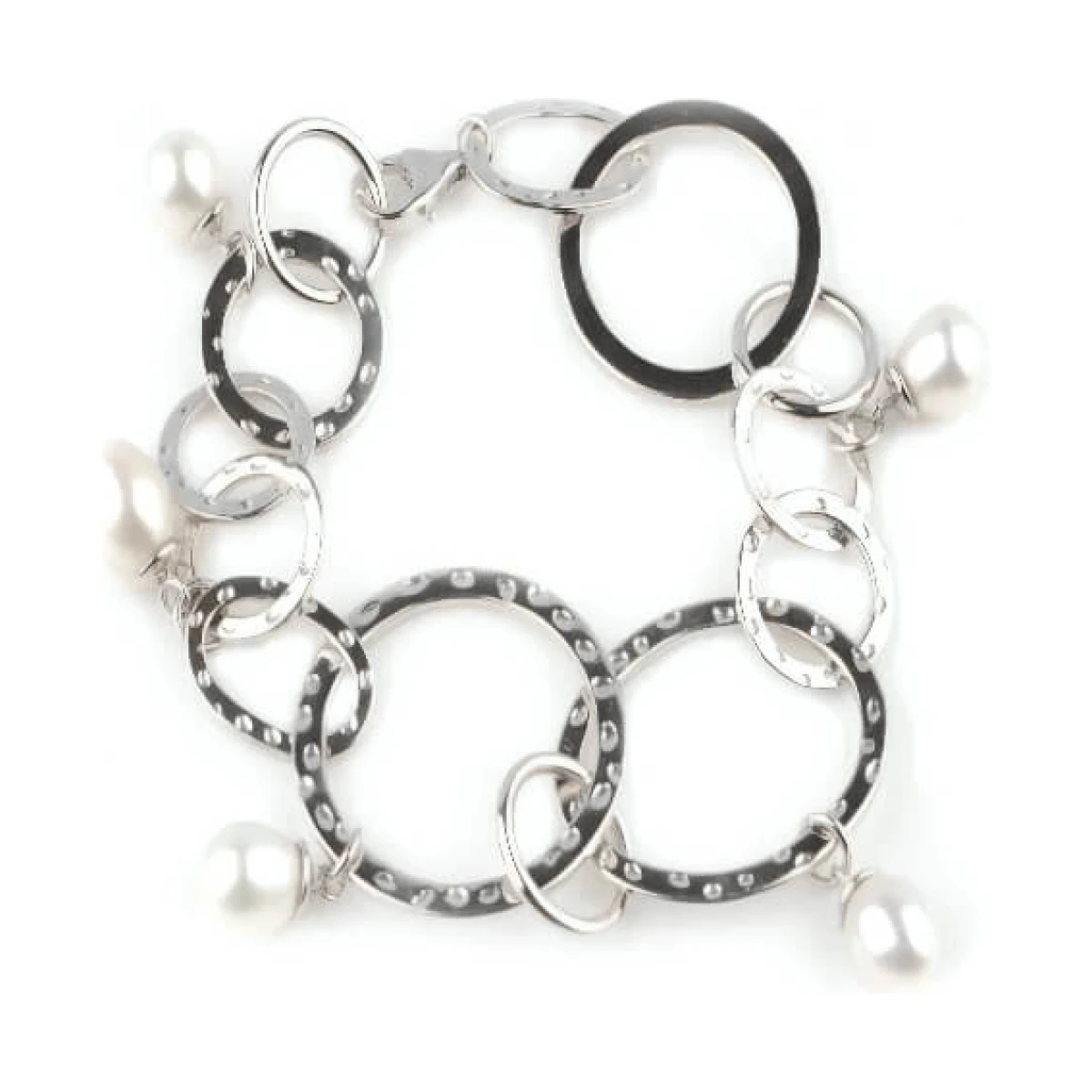 Freshwater Cultured Pearl Circles Bracelet  |  Silver