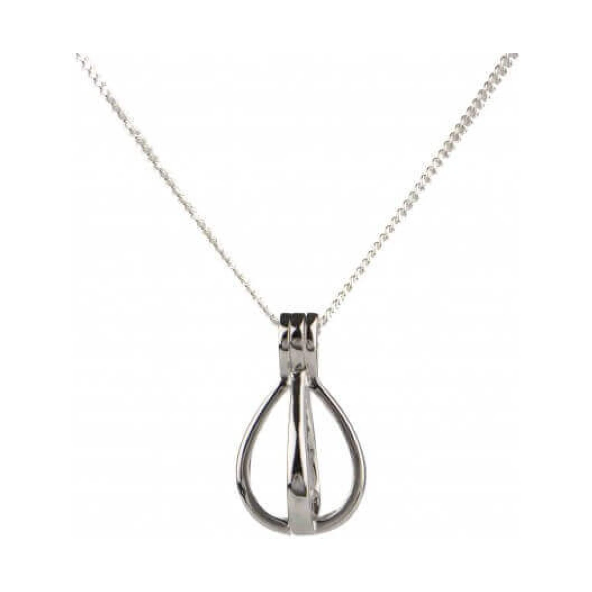 Pear-Shape Captive Pearl Cage Pendant  |  Silver