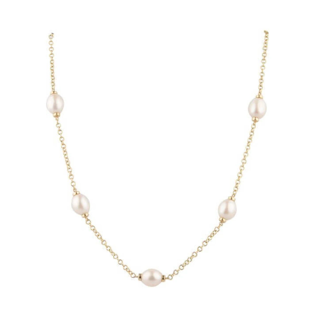 Freshwater Pearl and Chain "Mary Berry" Style Necklace  |  9ct Yellow Gold 