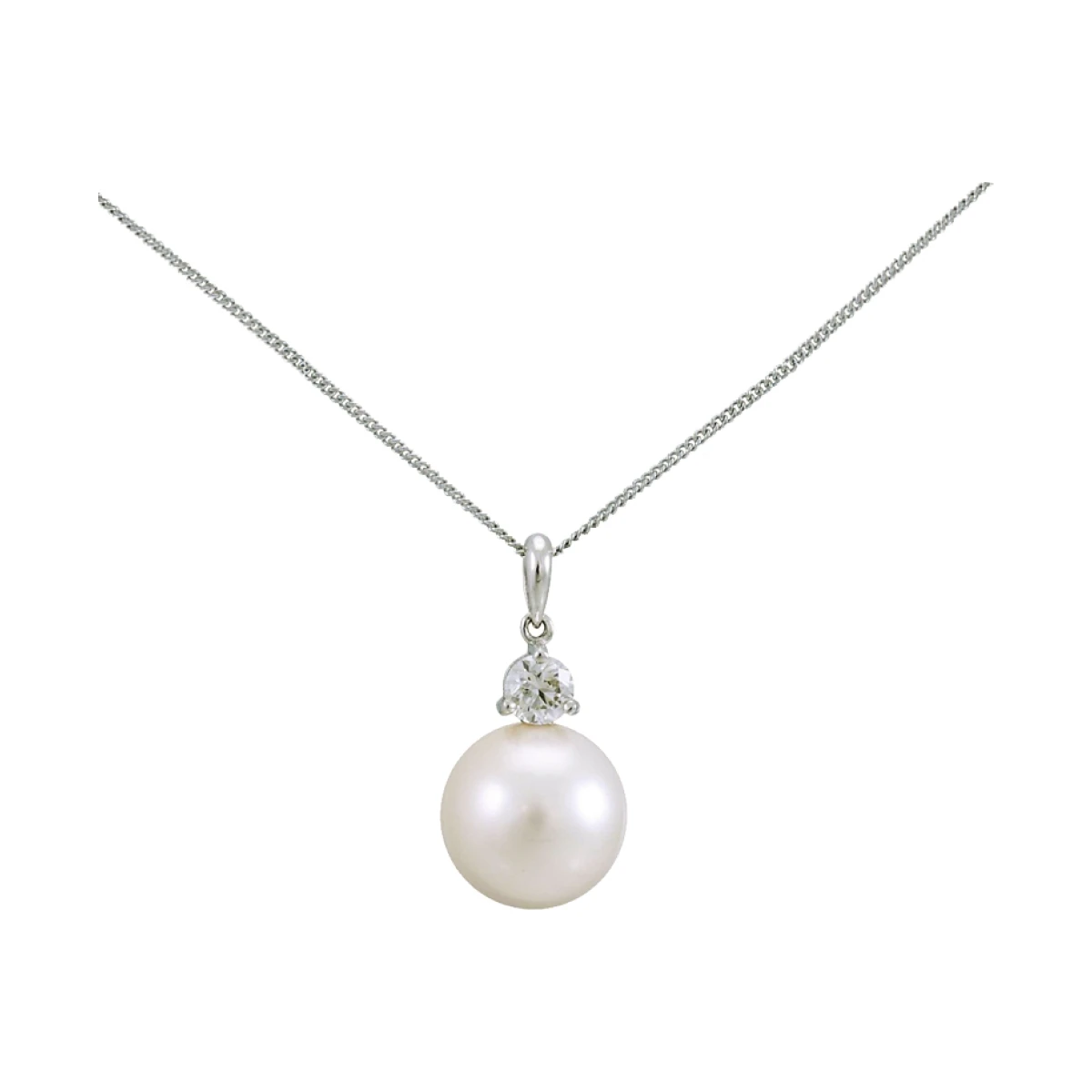 South Sea Pearl & Diamond Simple 3 Claw Pendant  |  18ct White Gold