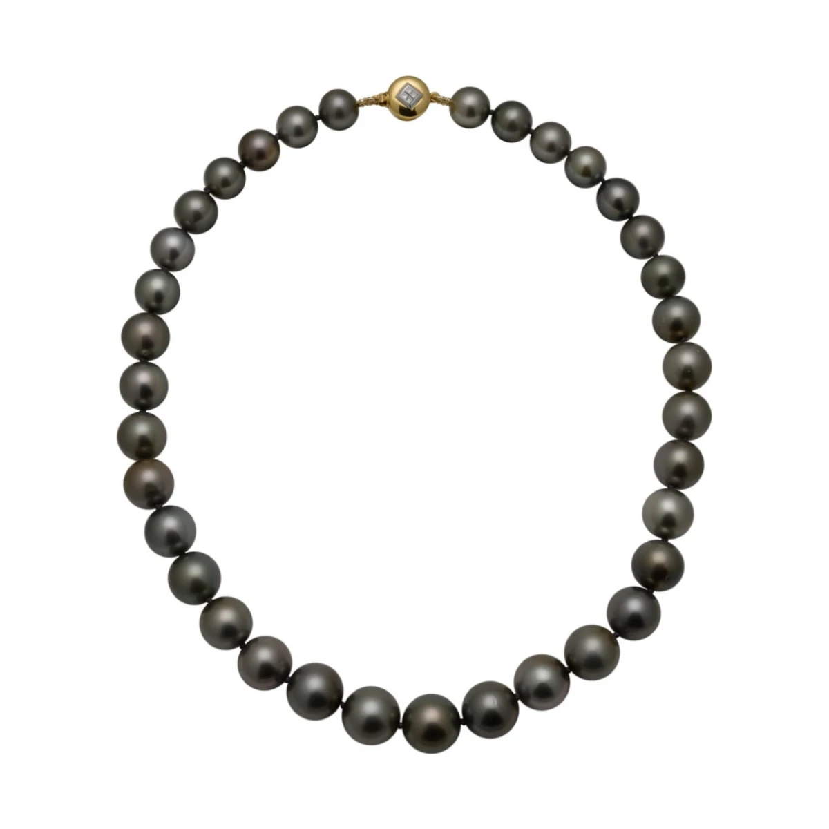Tahitian Pearl Grey Necklace 10 to 12.5mm