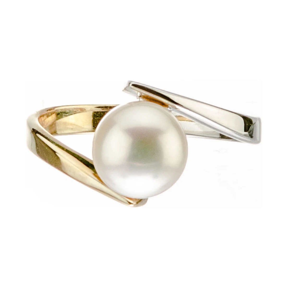 Freshwater Cultured Pearl Crossover Ring | 9ct Yellow  & White Gold