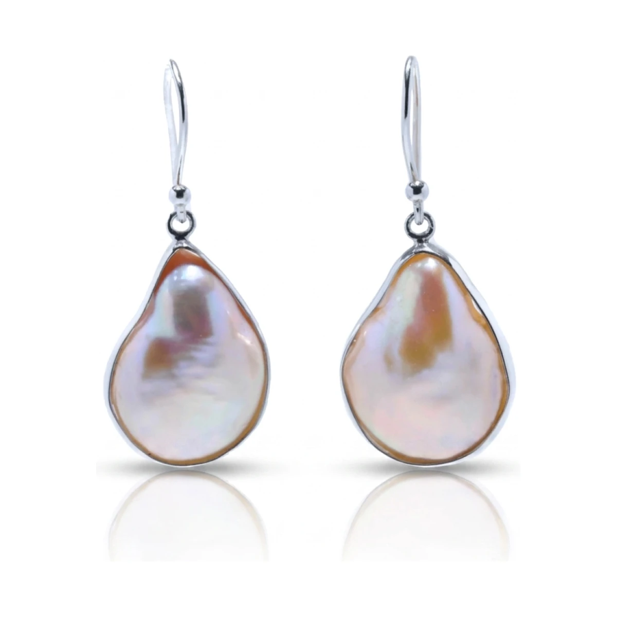 Natural Colour Baroque Freshwater Hook Drop Earrings  |  Silver 