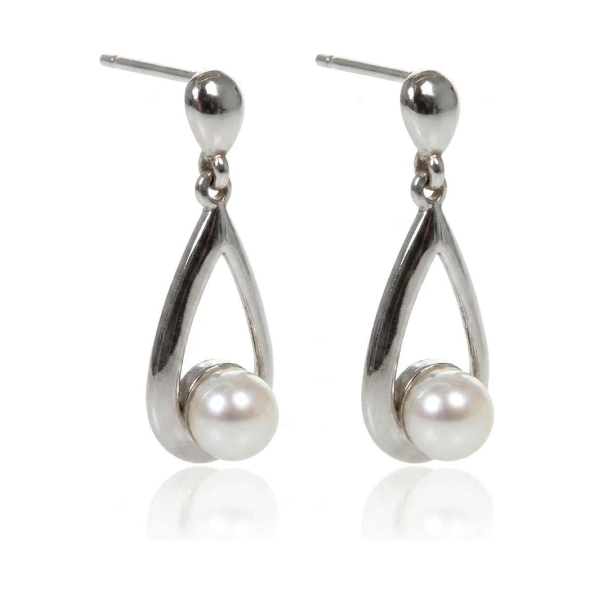 Freshwater Pearl Pearshape Loop Drop Earrings  |  9ct Gold